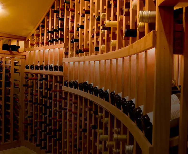 Custom Wine Cellars Feature Display Row La Jolla San Diego Residential Wine Room Redwood Racks
